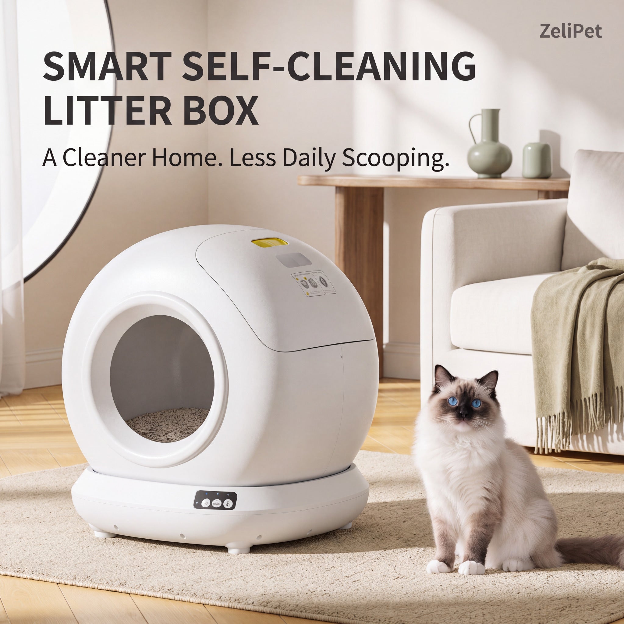 ZeliPet™ Smart 78L Automatic Self-Cleaning Cat Litter Box - Fully Enclosed APP Control for Multi-Cat Homes