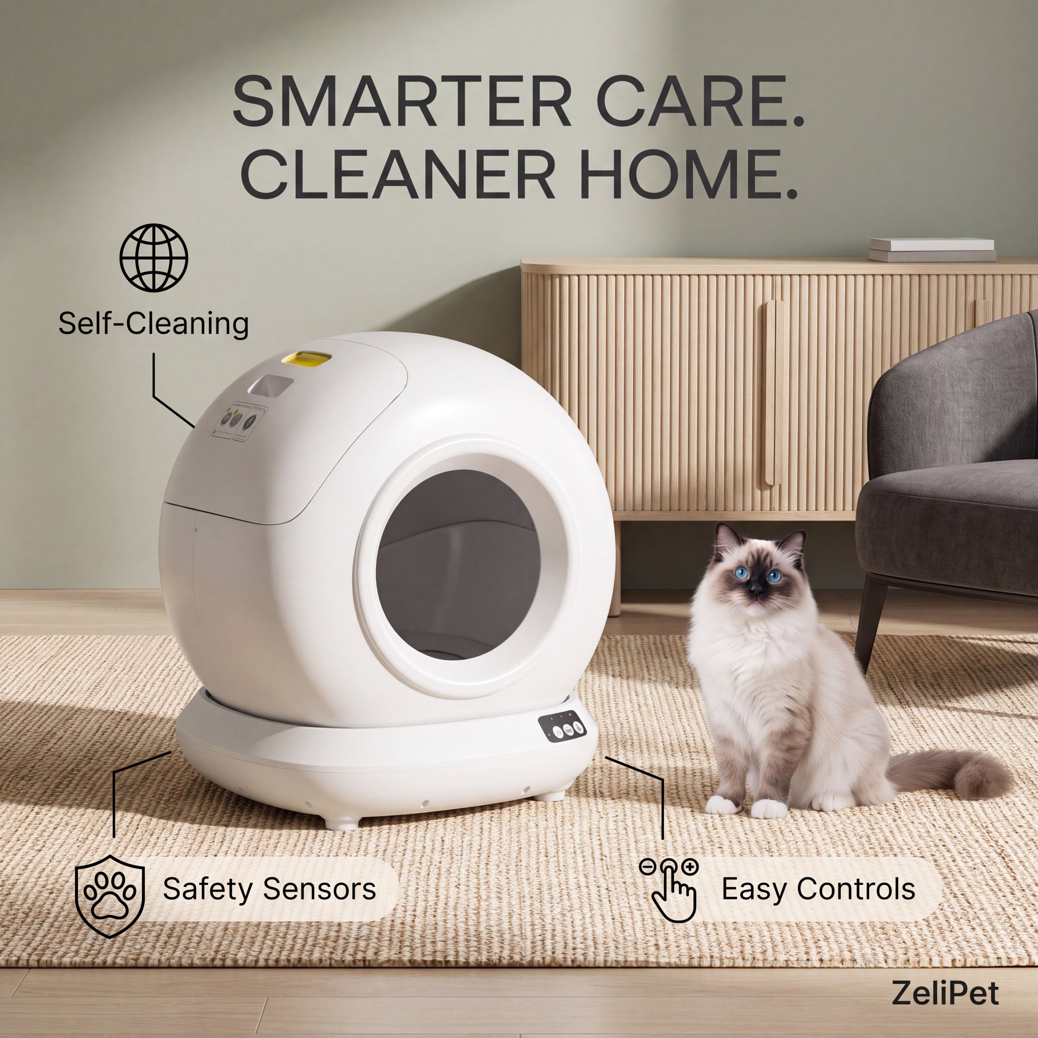 ZeliPet™ Smart 78L Automatic Self-Cleaning Cat Litter Box - Fully Enclosed APP Control for Multi-Cat Homes