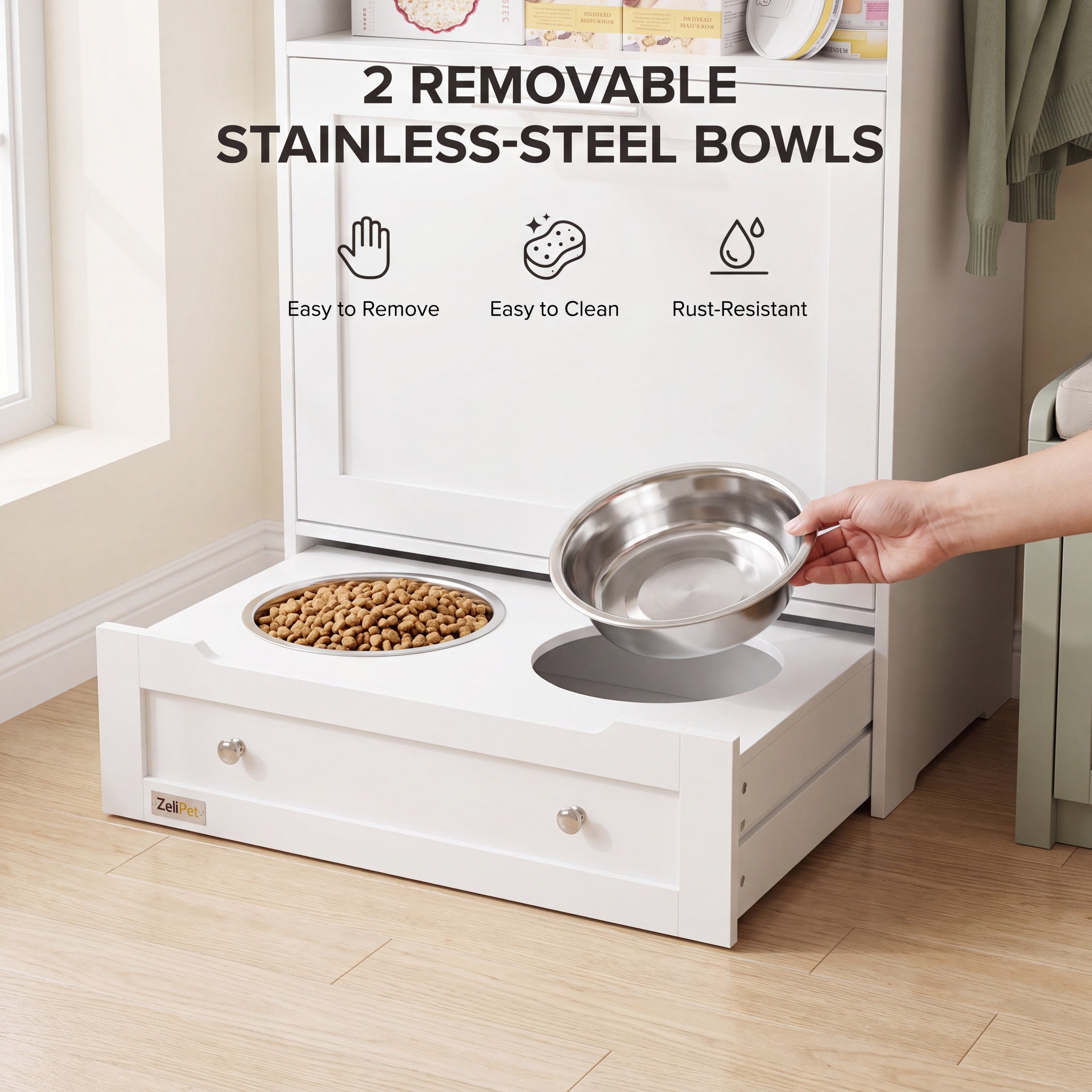 Hide The Mess: ZeliPet™ Premium Dog Feeding Station & Food Storage Cabinet